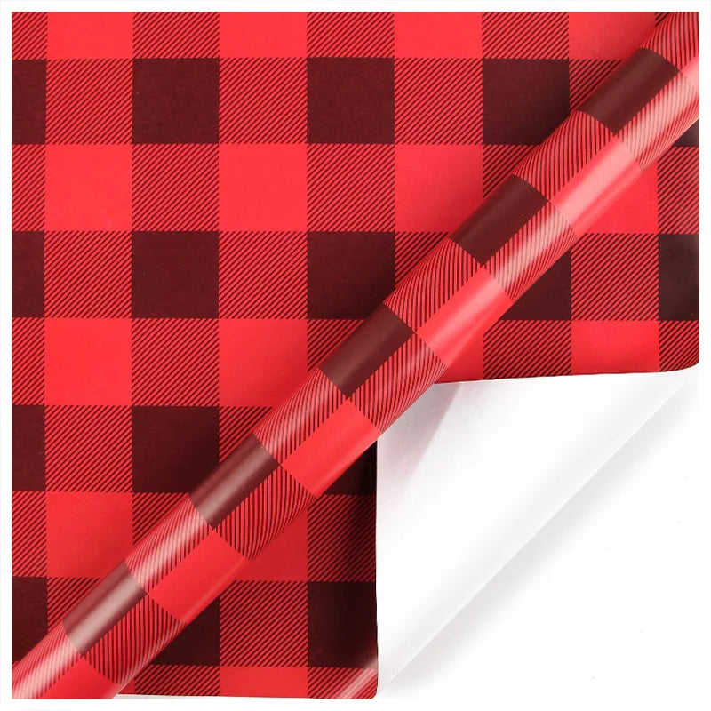 1PC 50*70cm Gift Wrapping Red Plaid Snowflake Christmas Gift Packaging Paper Diy Crafts Papers Birthday Christmas Gift Paper