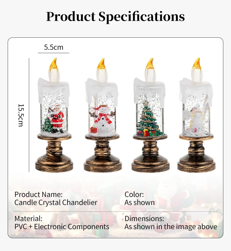 LED Christmas Tree Night Lights Christmas Candles Crystal Lights Christmas Gifts for Family and Friends Creative Gifts
