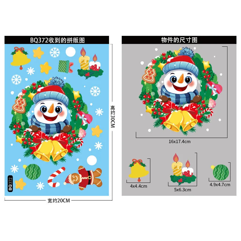 Christmas Window Stickers Merry Christmas Decorations for Home 2024 Christmas Wall Sticker Kids Room New Year Decoration 2025