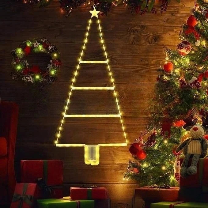 New Christmas Tree Lights Holiday Decorations Atmosphere Lamp Waterproof Leather Thread Colorful Light String Triangle Ladder