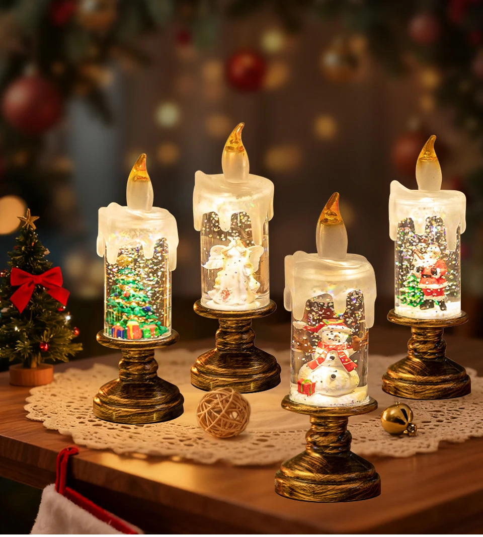 LED Christmas Tree Night Lights Christmas Candles Crystal Lights Christmas Gifts for Family and Friends Creative Gifts