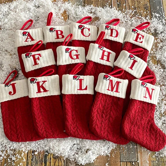 Christmas Alphabet Knitting Socks Christmas Tree Ornaments Christmas Decorations For Home 2024 Navidad Noel 2025Xmas Gift
