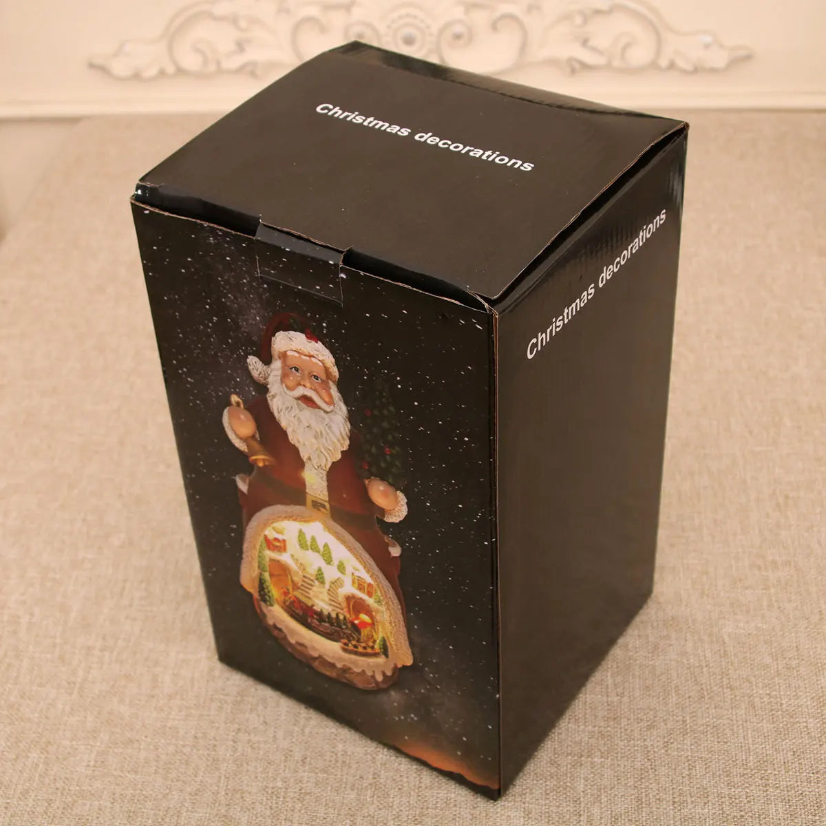 Christmas Resin Rotating Decorations LED Lights Multifunctional Old Man Music Box Christmas Gift Ornaments Kids Toy Dropshipping