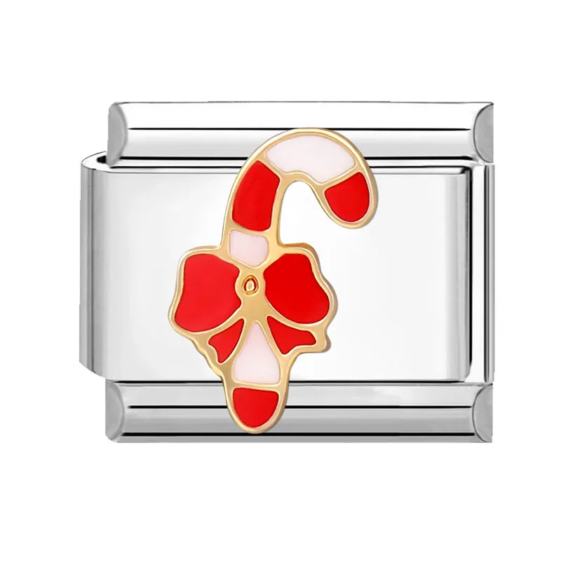 2024 Christmas Tree Santa Claus Socks Snowman Italian Charm Link Stainless Steel Fit 9mm Italian Chain Bracelet DIY Xmas Gift