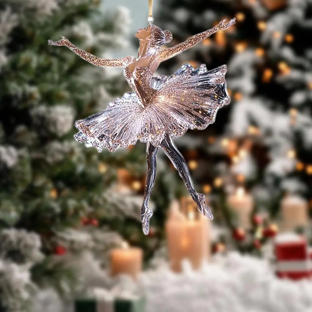 2D Acrylic Sparkling Ballerina Christmas Ornament Ballerina Dance Ornament, Crystal Ballet Ornament For Christmas Tree Decor