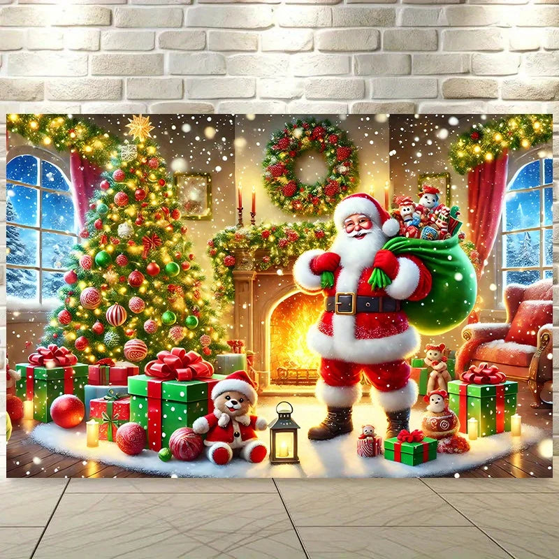 Vibrant Christmas scenes, decorated with trees and gifts suitable for living rooms, bedrooms, offices