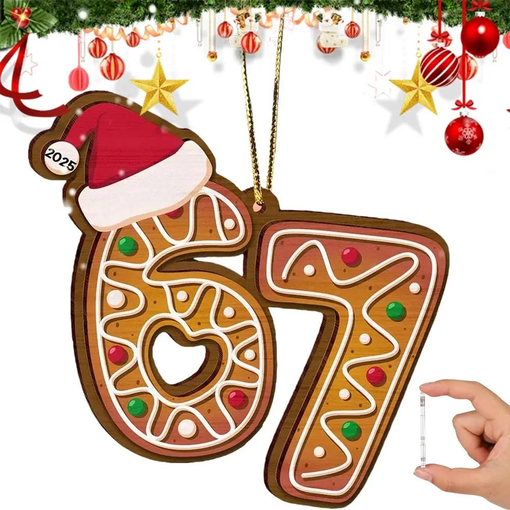 2025 Funny 67 Meme Gingerbread Christmas Ornament Acrylic Keepsake Gift For Grandchildren & TeensTrend Holiday Tree Decoration