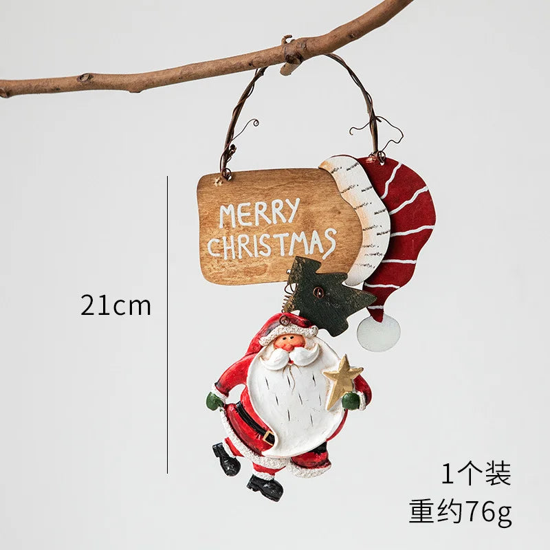 Christmas Resin Tree Decorations Santa Snowman Angel Pendant Ornament DIY Kids Toys Noel Navidad Kerst 2023