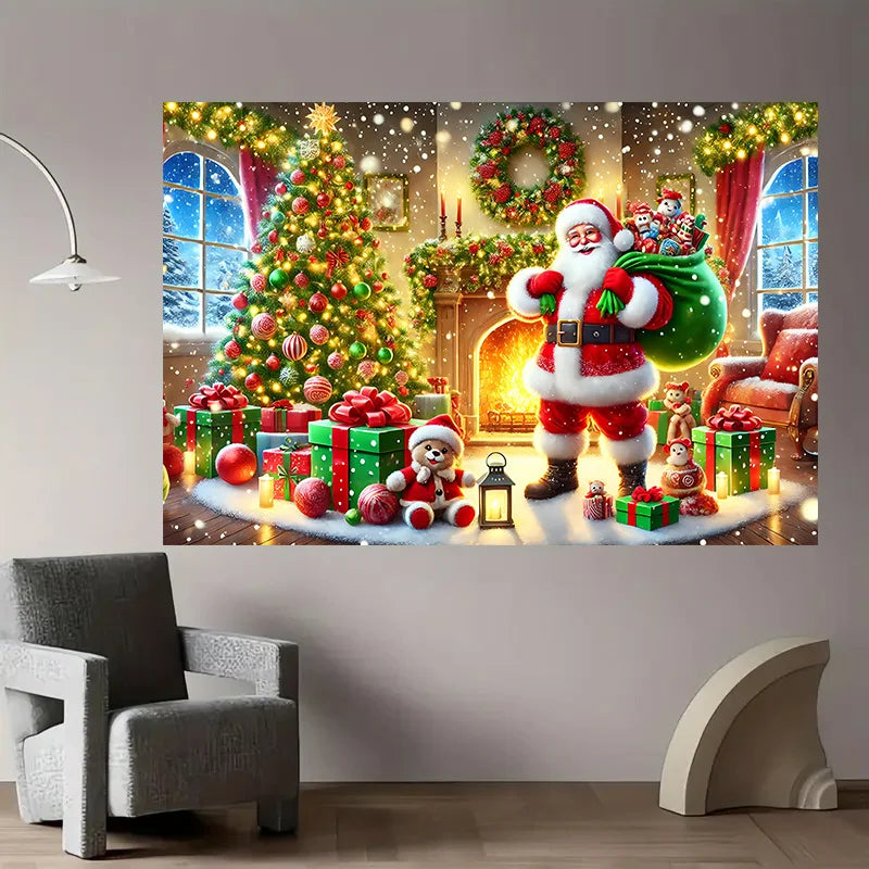 Vibrant Christmas scenes, decorated with trees and gifts suitable for living rooms, bedrooms, offices