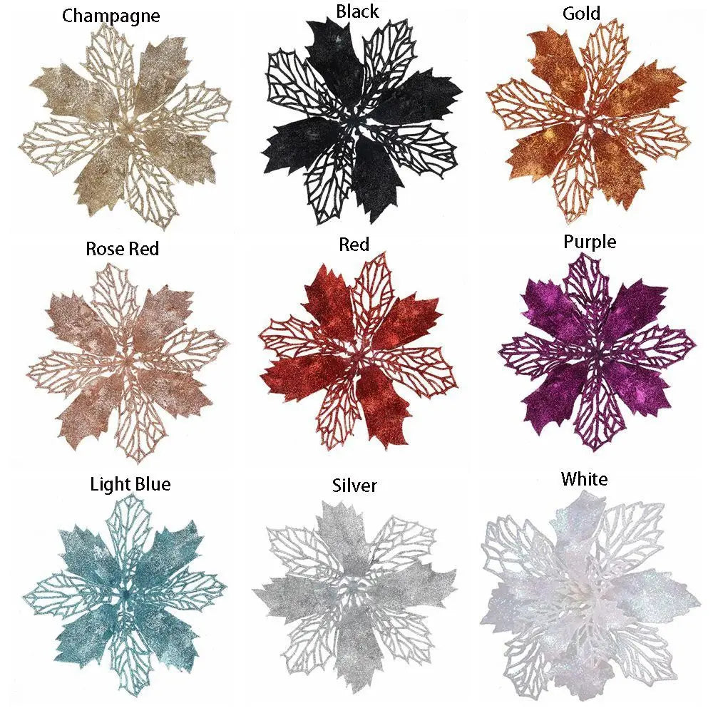 Multi-color ChristmasTree Ornament Romantic Plastic Xmas Tree Pendant Hollow Artificial Hollow Flowers Christmas Tree Bottom