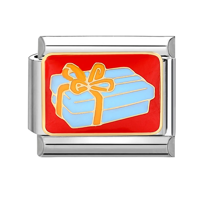 2024 Christmas Tree Santa Claus Socks Snowman Italian Charm Link Stainless Steel Fit 9mm Italian Chain Bracelet DIY Xmas Gift