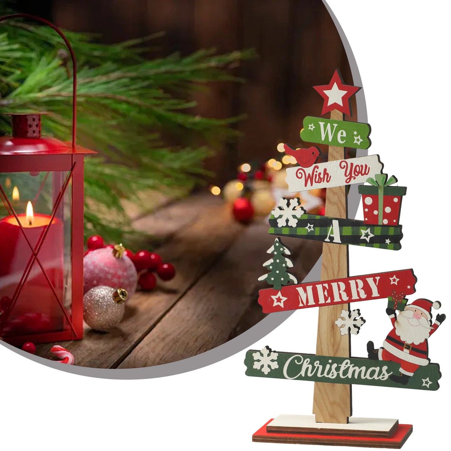 1pc Desktop Christmas DIY Decoration Wooden Christmas Signs Plaque Merry Christmas Party Home Decor Party Supplies