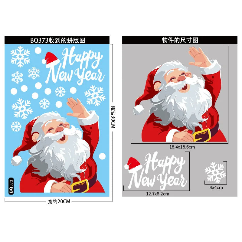 Christmas Window Stickers Merry Christmas Decorations for Home 2024 Christmas Wall Sticker Kids Room New Year Decoration 2025