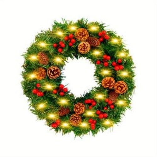 24 Inch 30 LED Prelit Christmas Wreath Artificial Christmas Wreaths