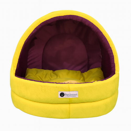 Soft Covered Igloo Style Pet House-Yellow & Pink