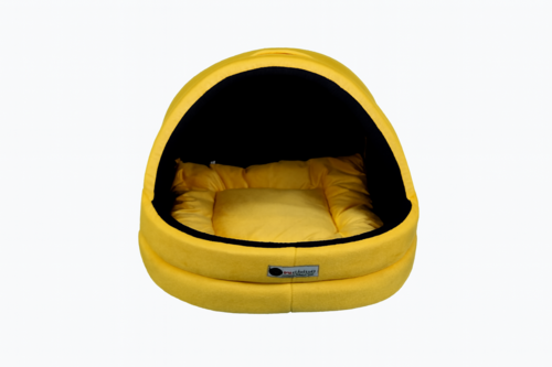 Soft Covered Igloo Style Pet House-Yellow & Black