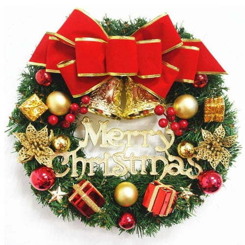 Christmas Wreath with Red Bow – 12” Holiday Door Decoration